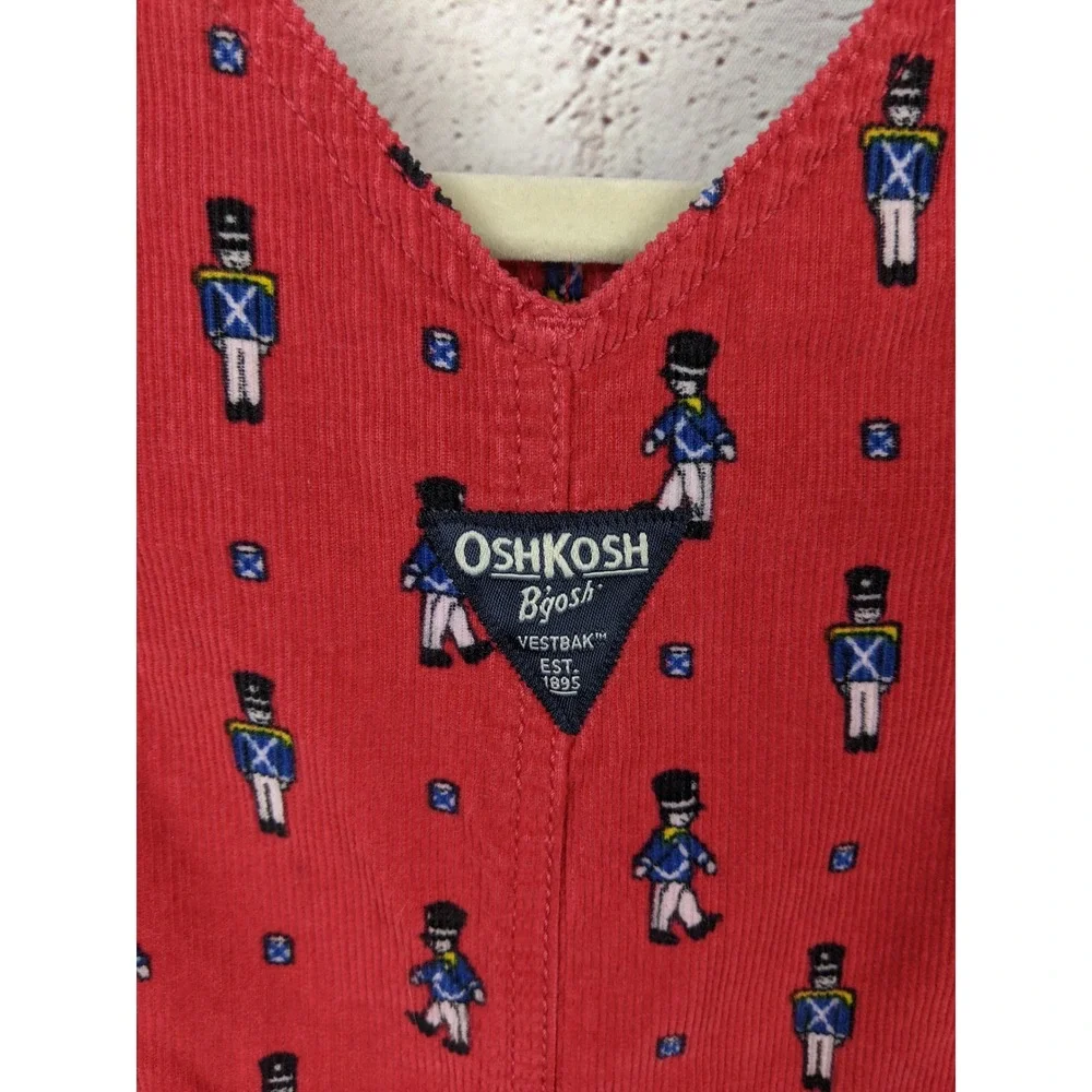 OshKosh Bgosh Vestbak Toy Soldier Red Corduroy Overalls 2T Kids‎ Holiday